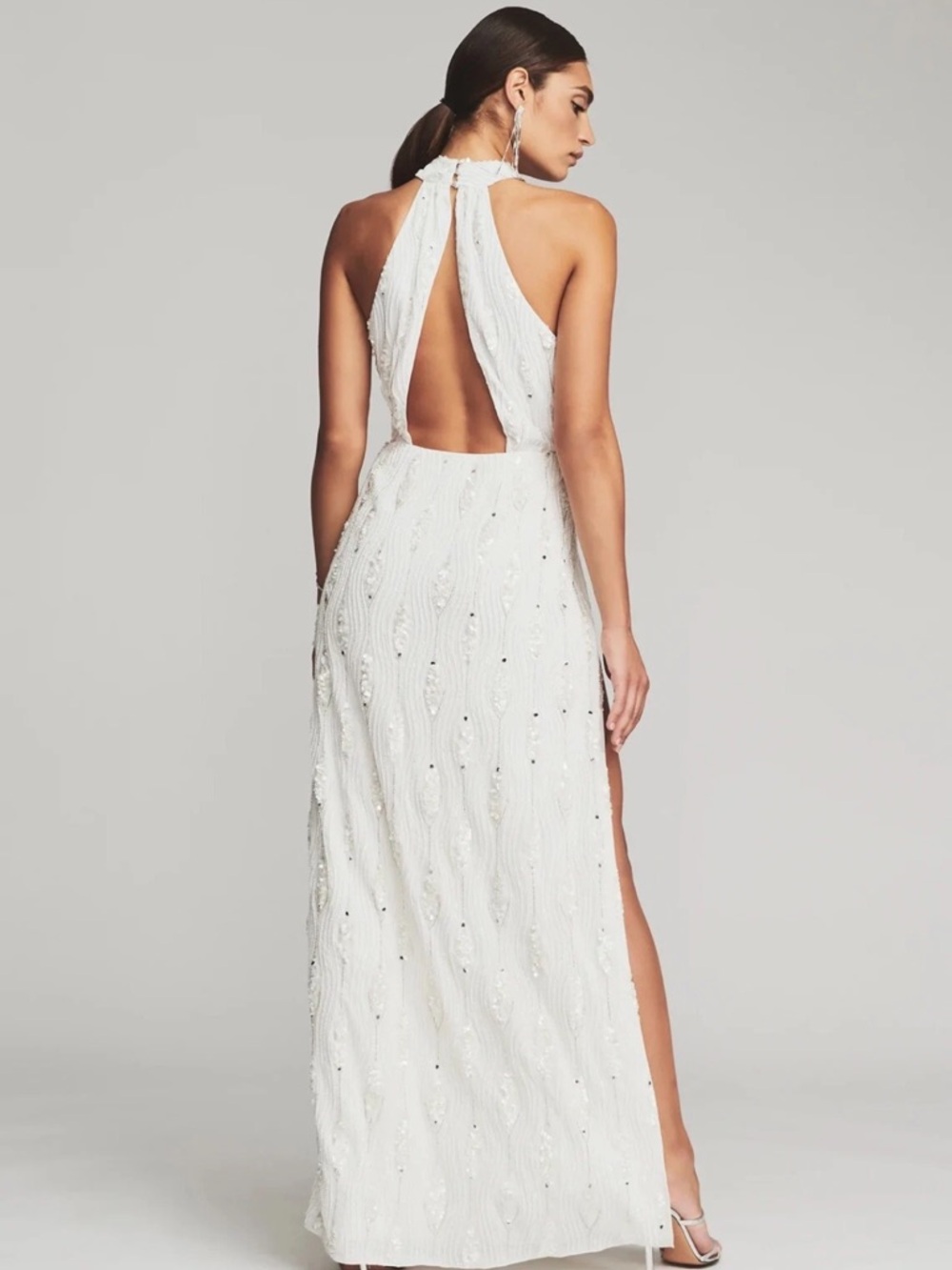 Retrofete White Halter Sequin Gown XS new w tags - Picture 4 of 10